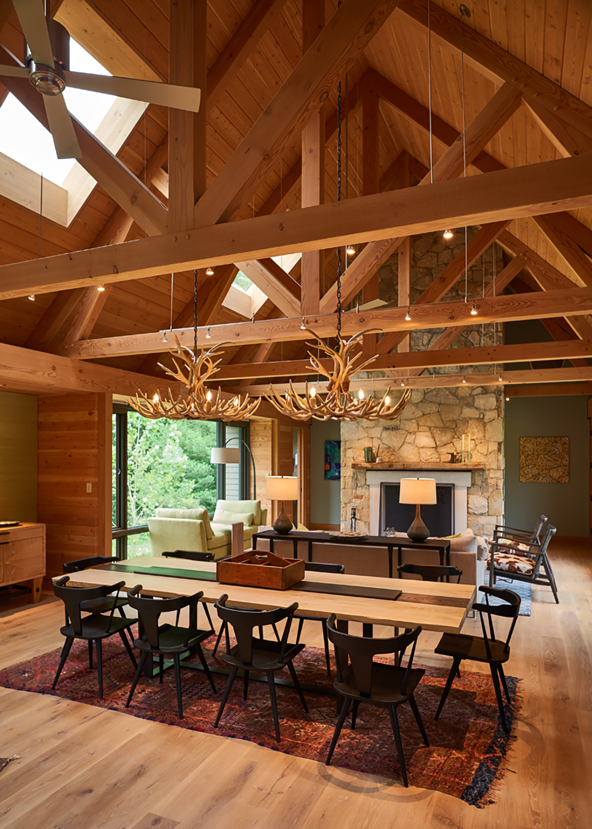 A blonde-toned stain mutes the inherent warm tones in the Douglas fir for a cooler and cleaner lines within the living space. Photo: Neil Archer Roan