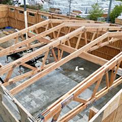 The design of New Energy Works' NEWBeamery production facility was inspired by European glulam truss design.